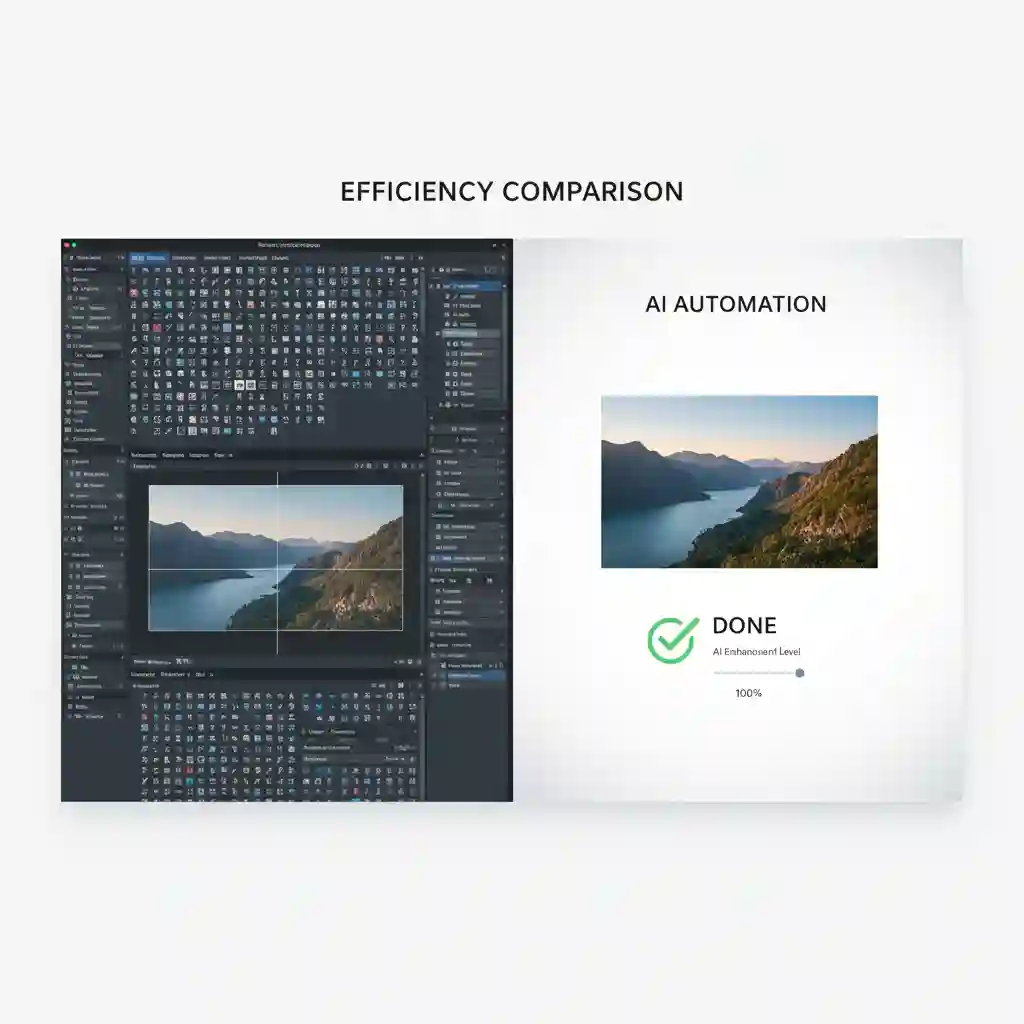 Simple chart illustrating how manual watermark removal is time‑consuming compared to AI Remove Text from Image workflows, taking minutes versus seconds per image in typical projects.