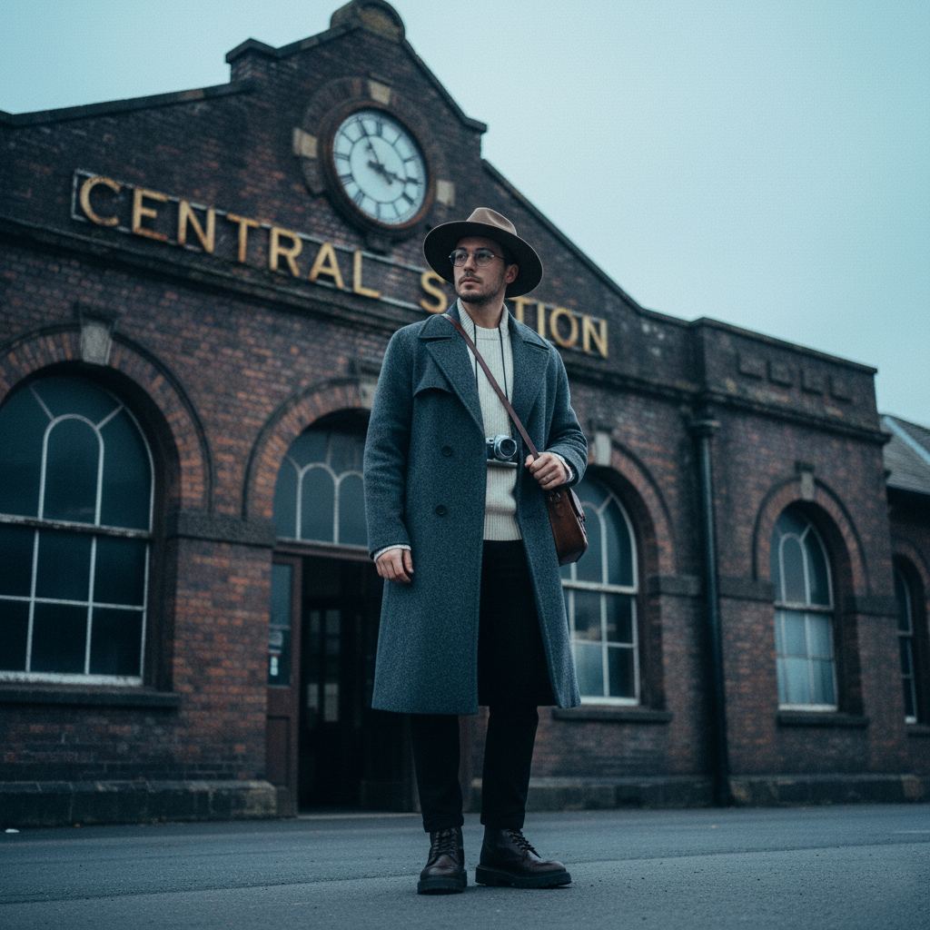 Before image brightener: portrait appears dim with muted skin tones.